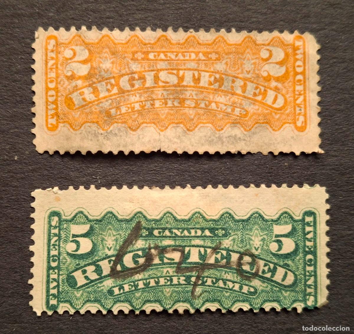 Sellos: Canad&aacute; #F1 y #2 Registered Letter 1875