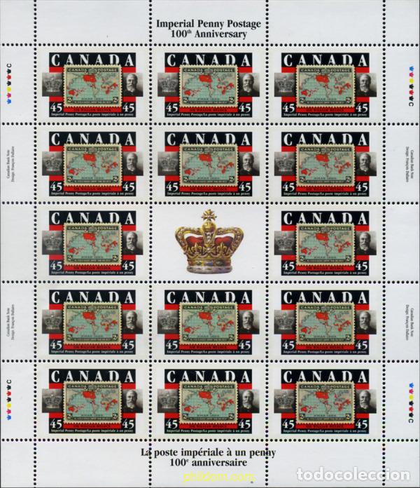 Sellos: 135422 MNH CANADA 1998 CENTENARIO DEL CORREO DE PORTE UNICO EN EL IMPERIO BRITANICO