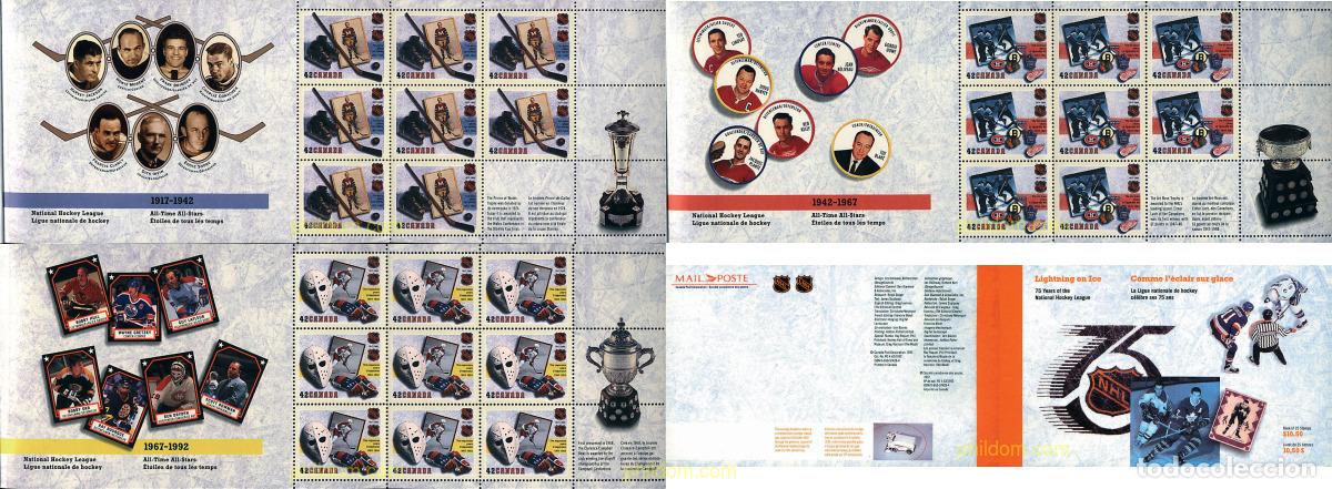 Sellos: 1889 MNH CANADA 1992 75 ANIVERSARIO DE LA LIGA NACIONAL DE HOCKEY
