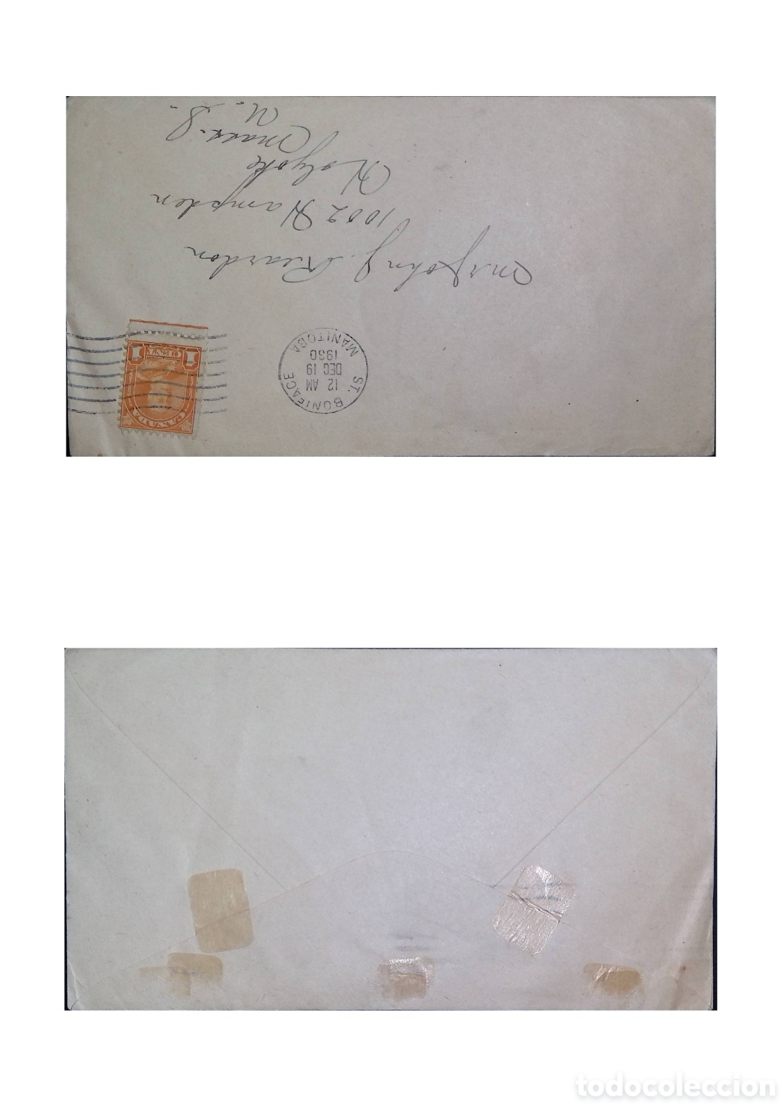 Sellos: CA)Canada &middot; 1936 &middot; Postal History &middot; Vintage envelope franked with orange Canadian stamp, canceled &ldquo;B