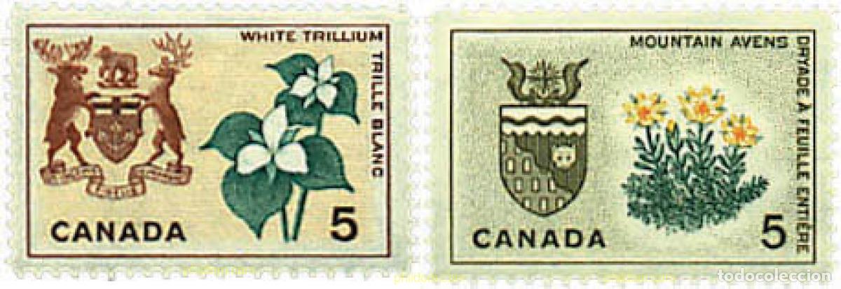 Sellos: 267112 MNH CANADA 1964 ESCUDOS DE LAS PROVINCIAS Y FLORES