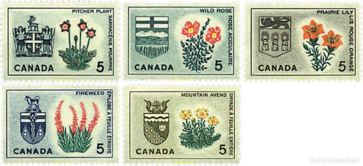 Sellos: 267291 MNH CANADA 1964 ESCUDOS DE LAS PROVINCIAS Y FLORES
