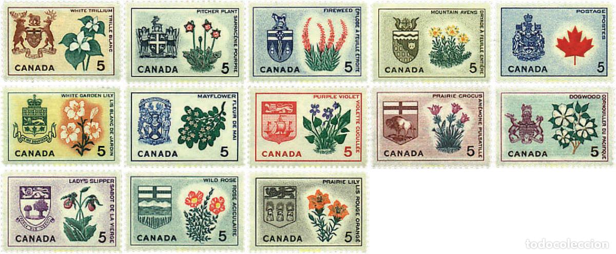 Sellos: 616099 HINGED CANADA 1964 ESCUDOS DE LAS PROVINCIAS Y FLORES