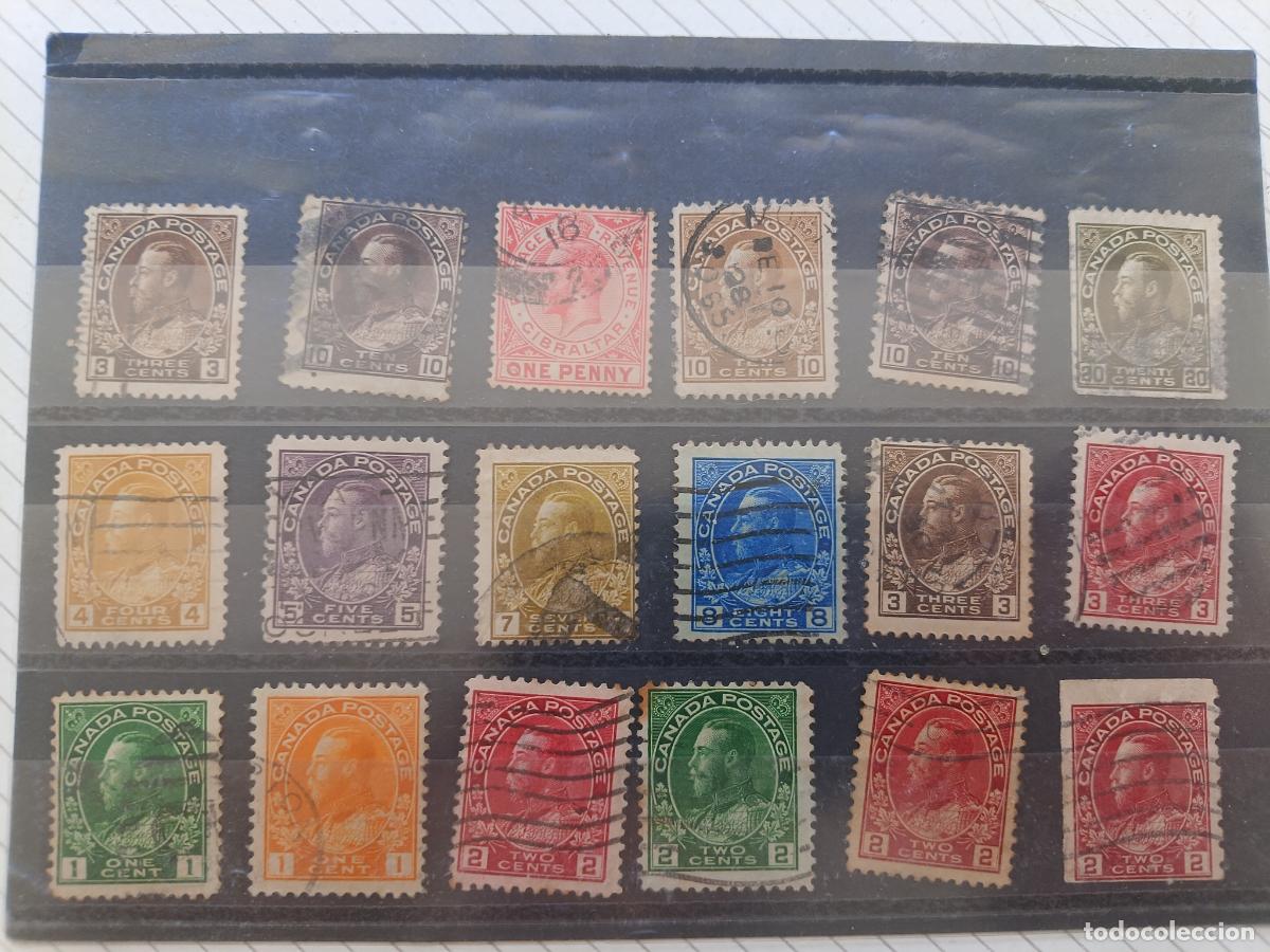Sellos: Canada + un sello de Gibraltar. Lote de sellos