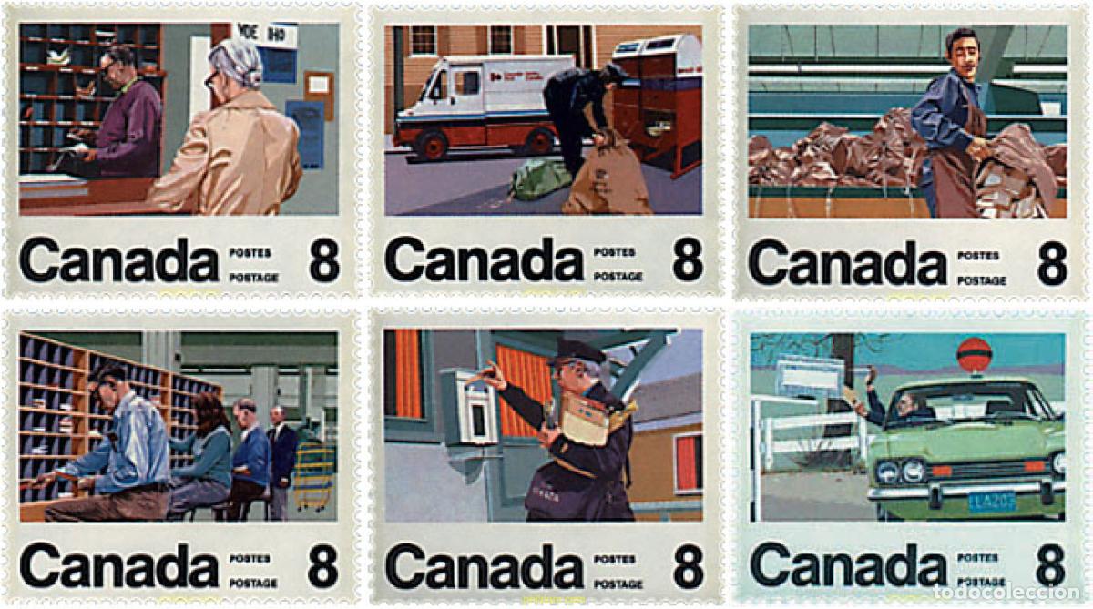Sellos: 45316 MNH CANADA 1974 CENTENARIO DEL SERVICIO DE DISTRIBUCION DEL CORREO