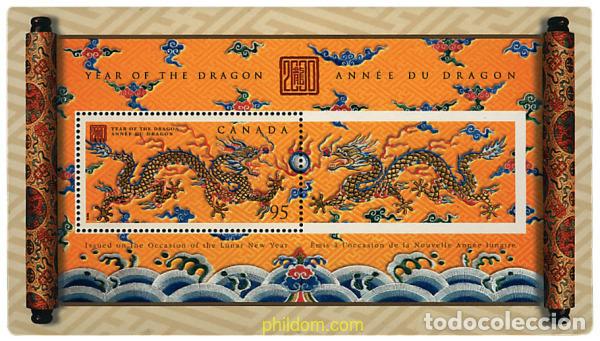 Sellos: 51058 MNH CANADA 2000 A&Ntilde;O LUNAR CHINO - A&Ntilde;O DEL DRAGON