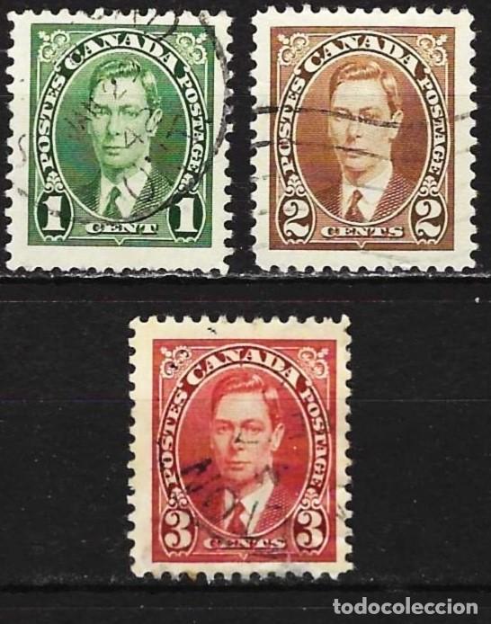 Sellos: Canad&aacute; 1937 - Mi 197A a 199A - YT 190 a 192 - El Rey Geoge VI
