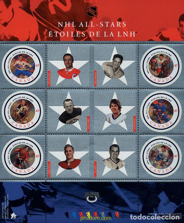 Sellos: 79152 MNH CANADA 2001 ESTRELLAS DE LA LIGA NACIONAL DE HOCKEY