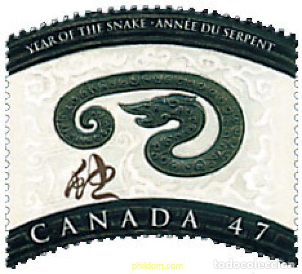 Sellos: 79145 MNH CANADA 2001 A&Ntilde;O LUNAR CHINO - A&Ntilde;O DE LA SERPIENTE
