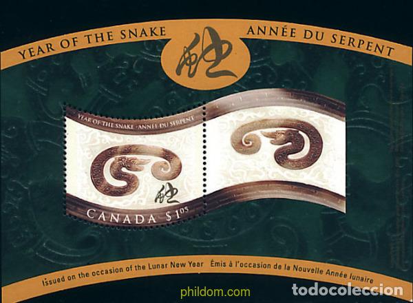 Sellos: 87330 MNH CANADA 2001 A&Ntilde;O LUNAR CHINO - A&Ntilde;O DE LA SERPIENTE