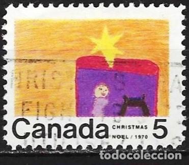 Sellos: Canad&aacute; 1970 - Mi 463 x - YT 441 - Navidad : Dubujo de un ni&ntilde;o