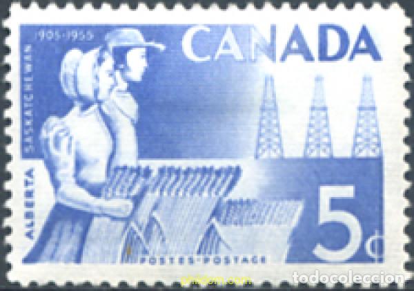 Stamps: 250392 HINGED CANADA 1955 50 ANIVERSARIO DE LAS PROVINCIAS DE ALBERTA Y SASKATCHEWAN