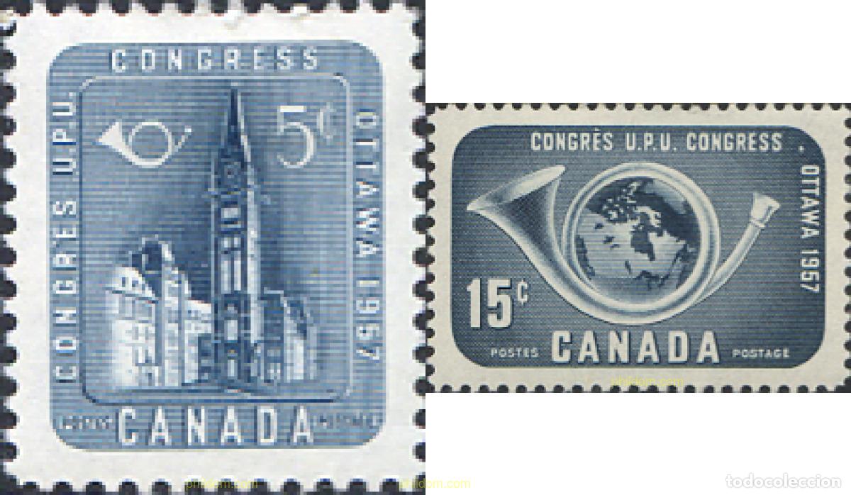 Selos: 252038 HINGED CANADA 1957 CONGRESO DE LA UPU, EN OTTAWA