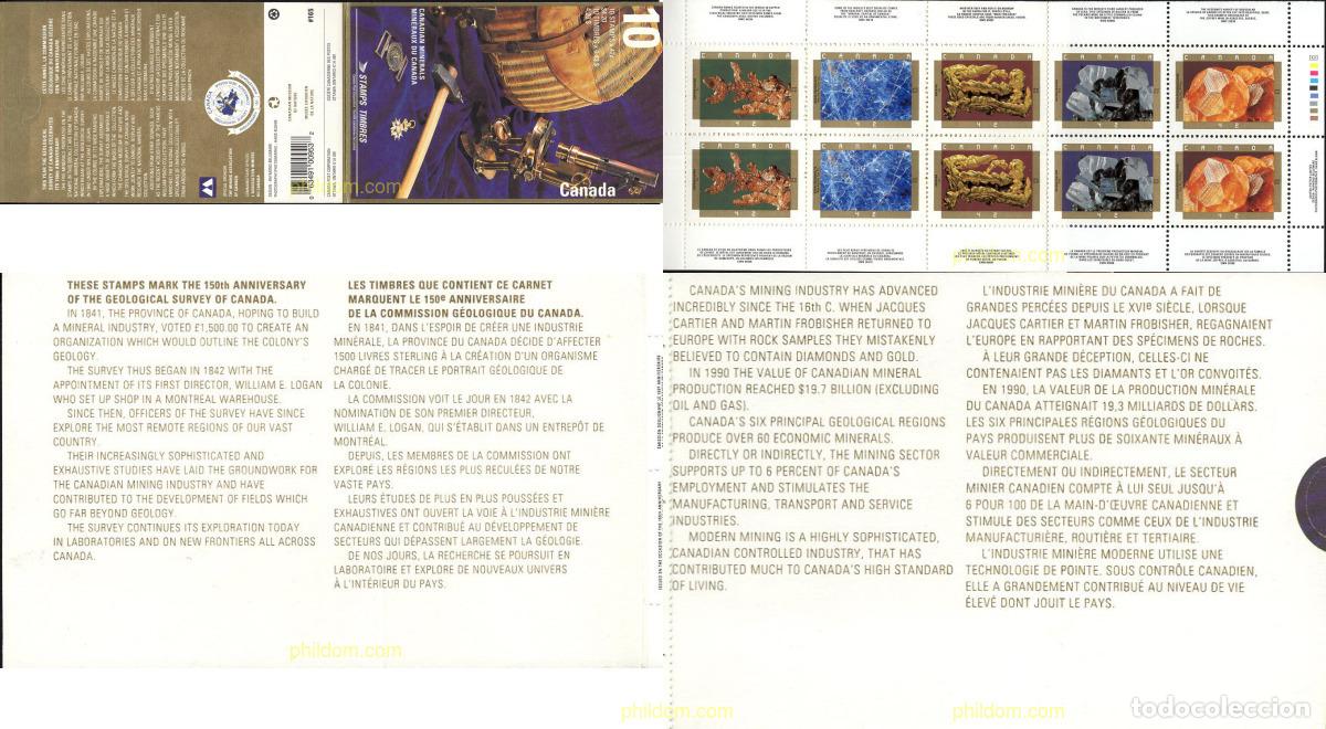 Sellos: 667567 MNH CANADA 1992 150 ANIVERSARIO DE LA COMISION GEOLOGICA DE CANADA, MINERALES