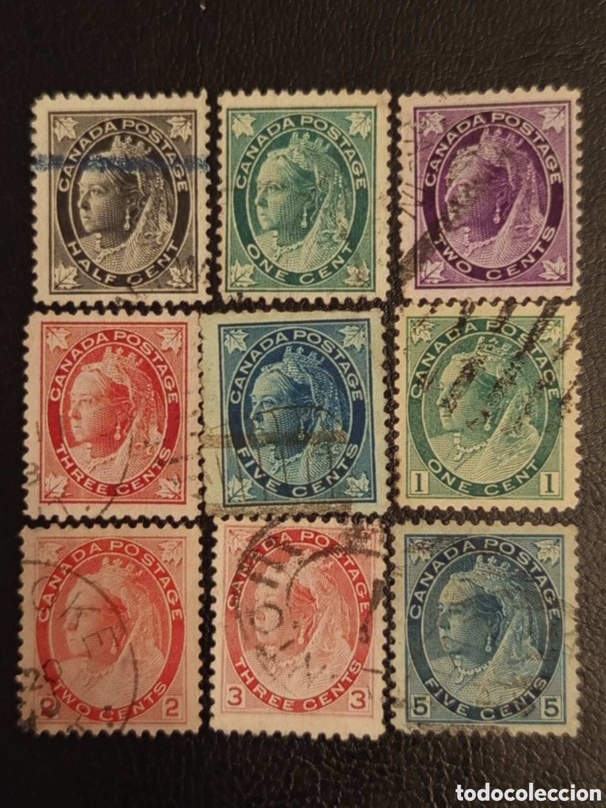 Sellos: Lote 9 Sellos Canad&aacute; Cl&aacute;sicos 1897-1898 Reina Victoria - Scott #66-79 Usados