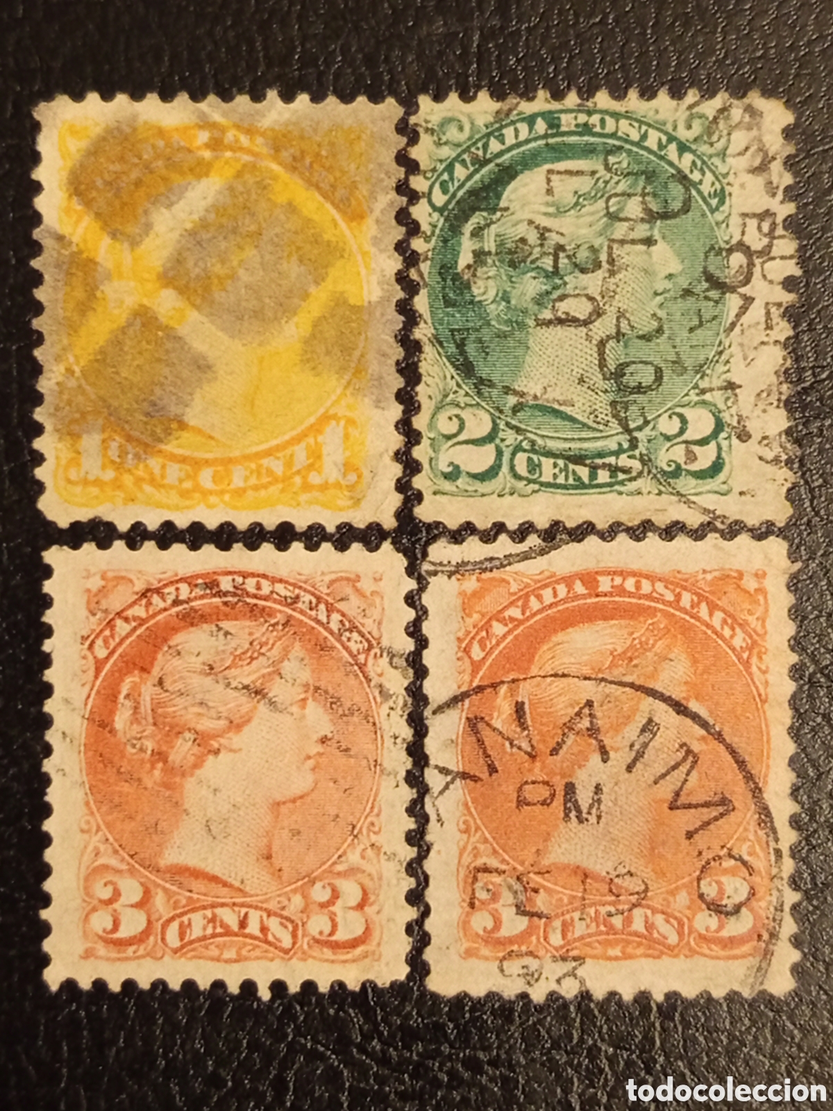 Sellos: Lote 4 Sellos Canad&aacute; Cl&aacute;sicos 1870-1897 Reina Victoria - Scott #35-41 Usados