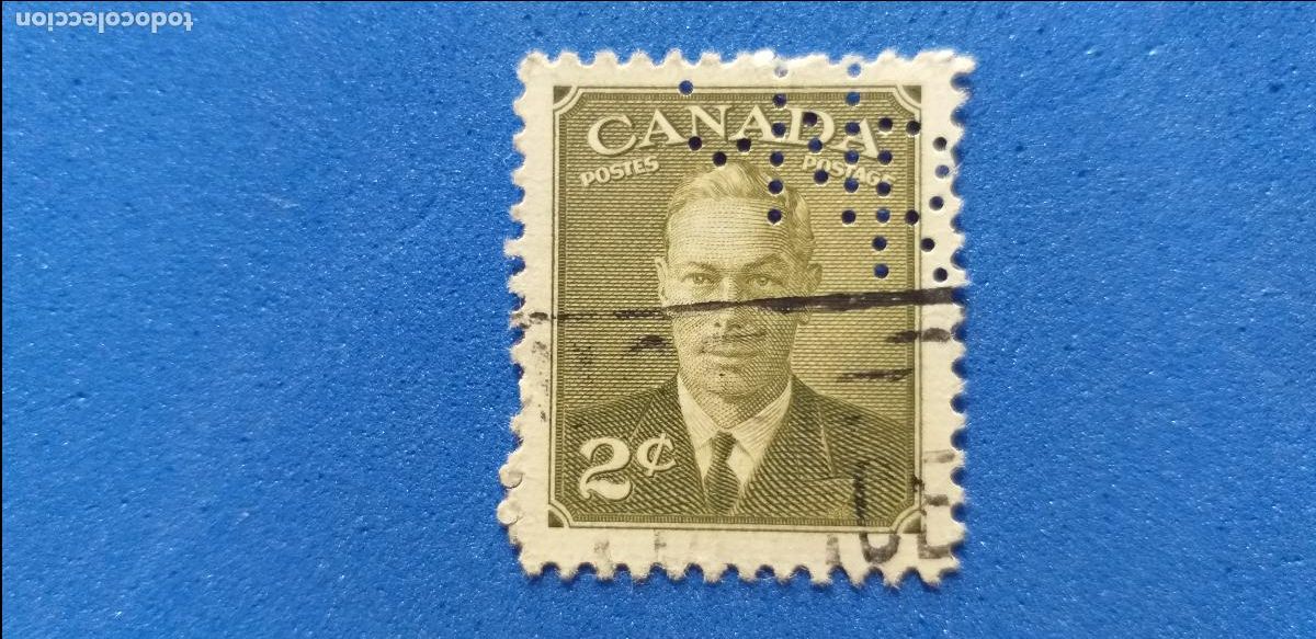 Sellos: Sello de Canad&aacute;. perfins. Perforado LETRAS.