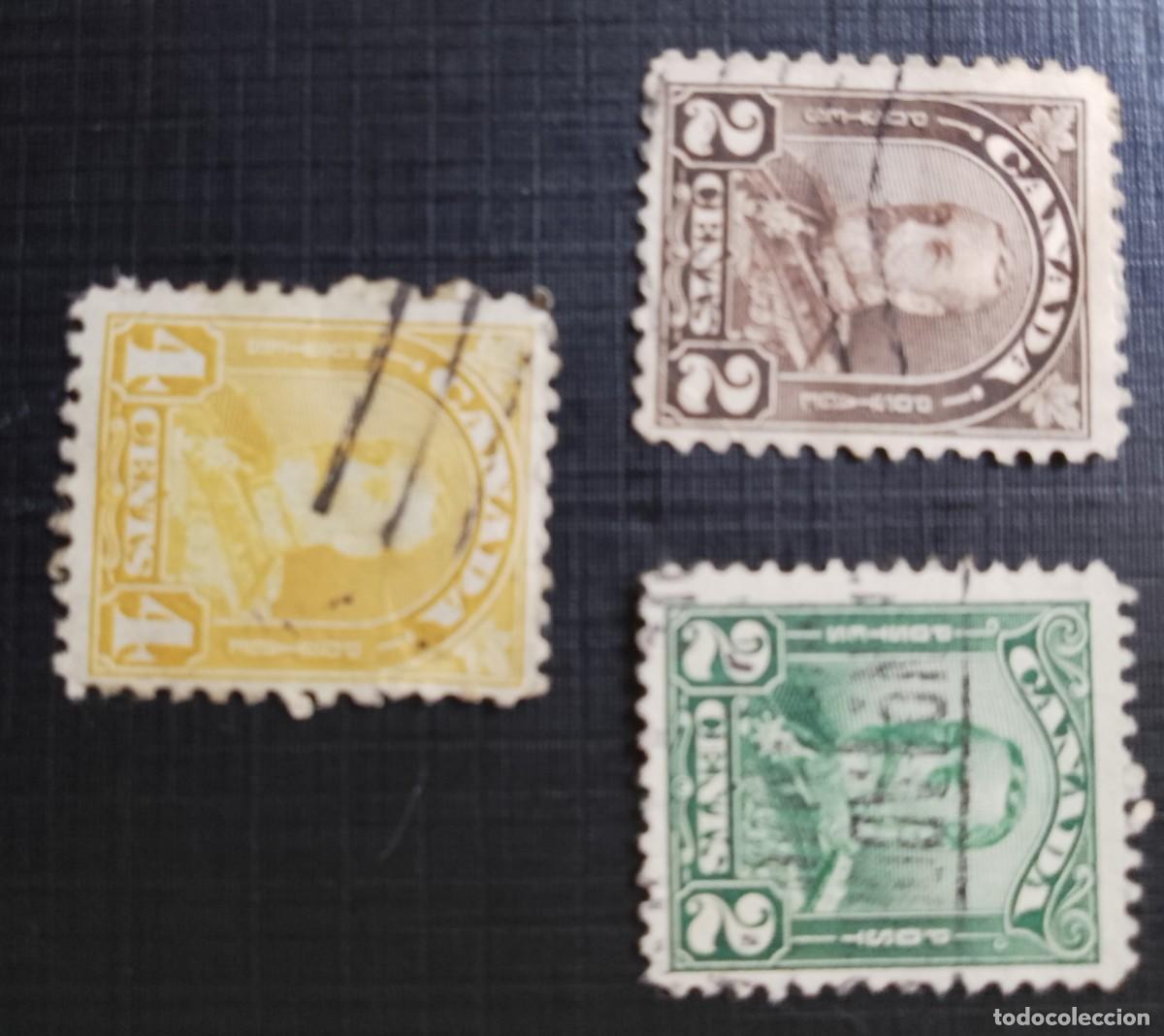 Sellos: CANADA - A&Ntilde;O 1928 - LOTE DE 3 SELLOS DEL REY JORGE V