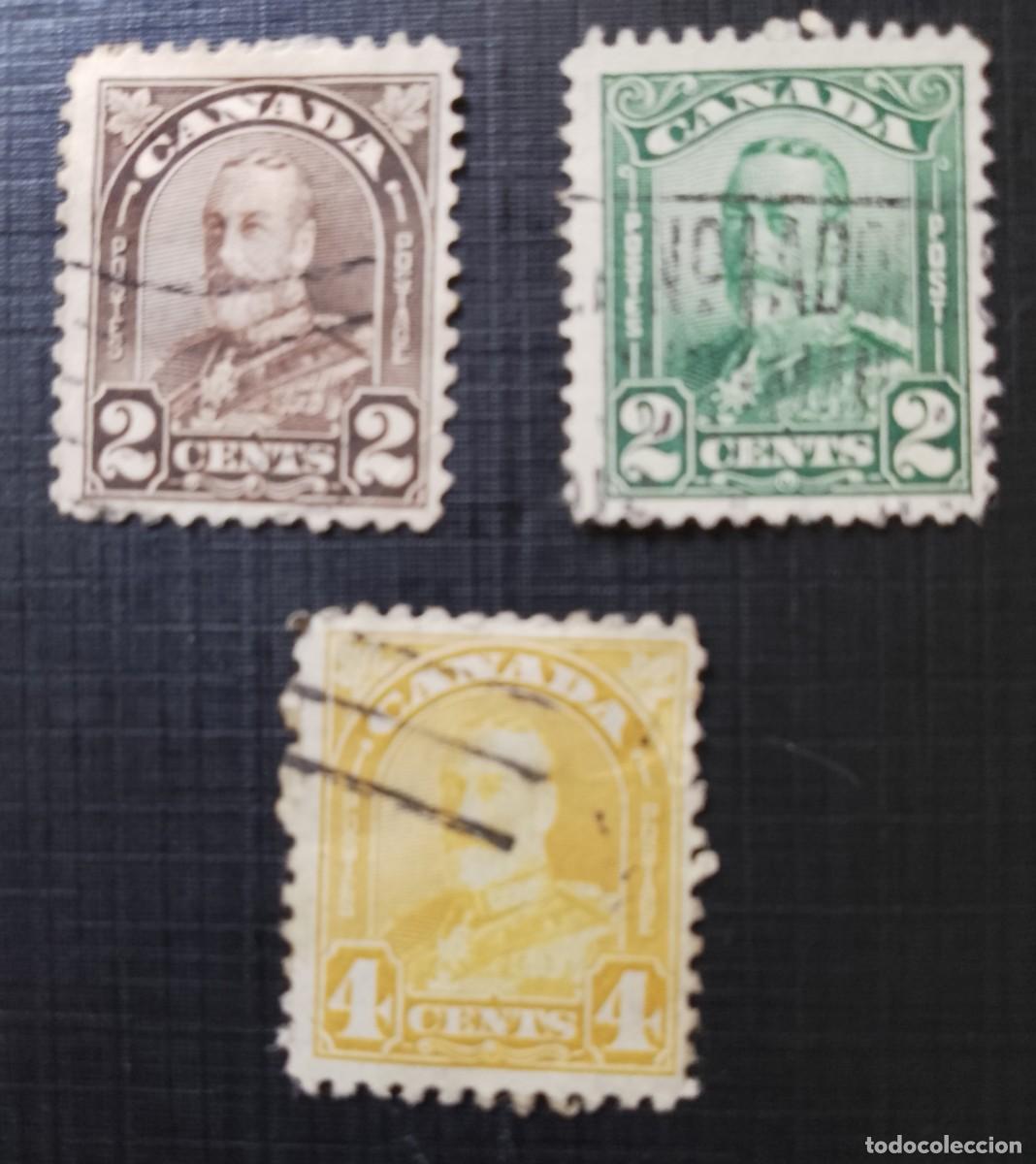 Sellos: CANADA - A&Ntilde;O 1928 - LOTE DE 3 SELLOS DEL REY JORGE V