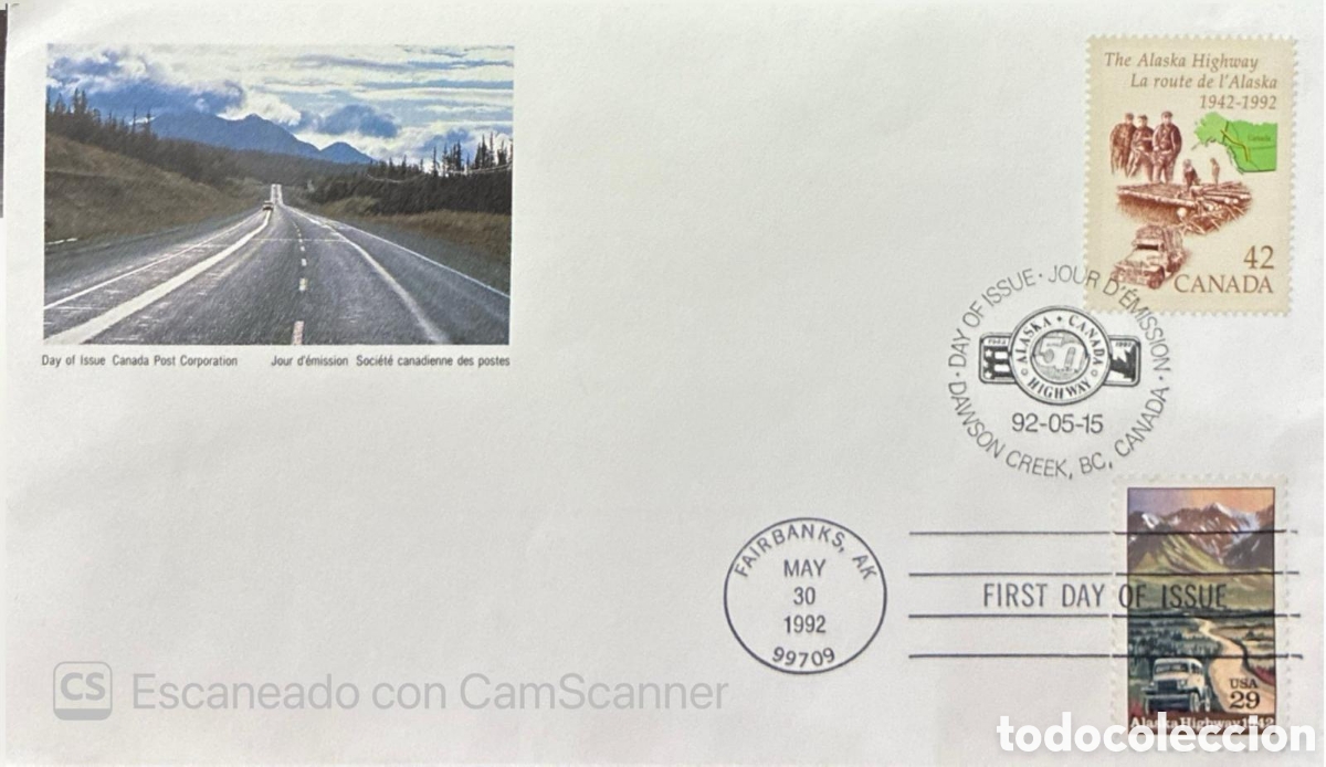 Sellos: CA)Canada.1992 (postmark dates: May 15, 1992, and May 30, 1992; commemorates 1942&ndash;1992)FDC 50th Anni