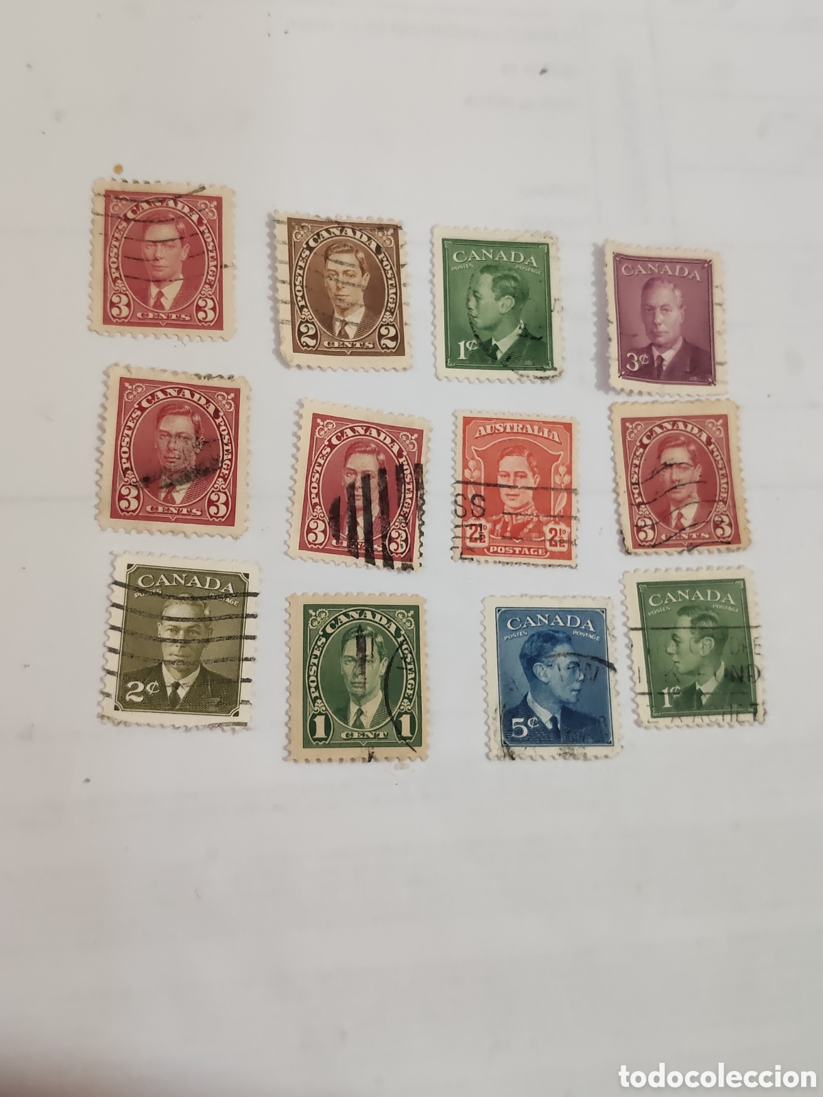 Sellos: 12 sellos de Canad&aacute; Rey Jorge Vl 1937-50 usado