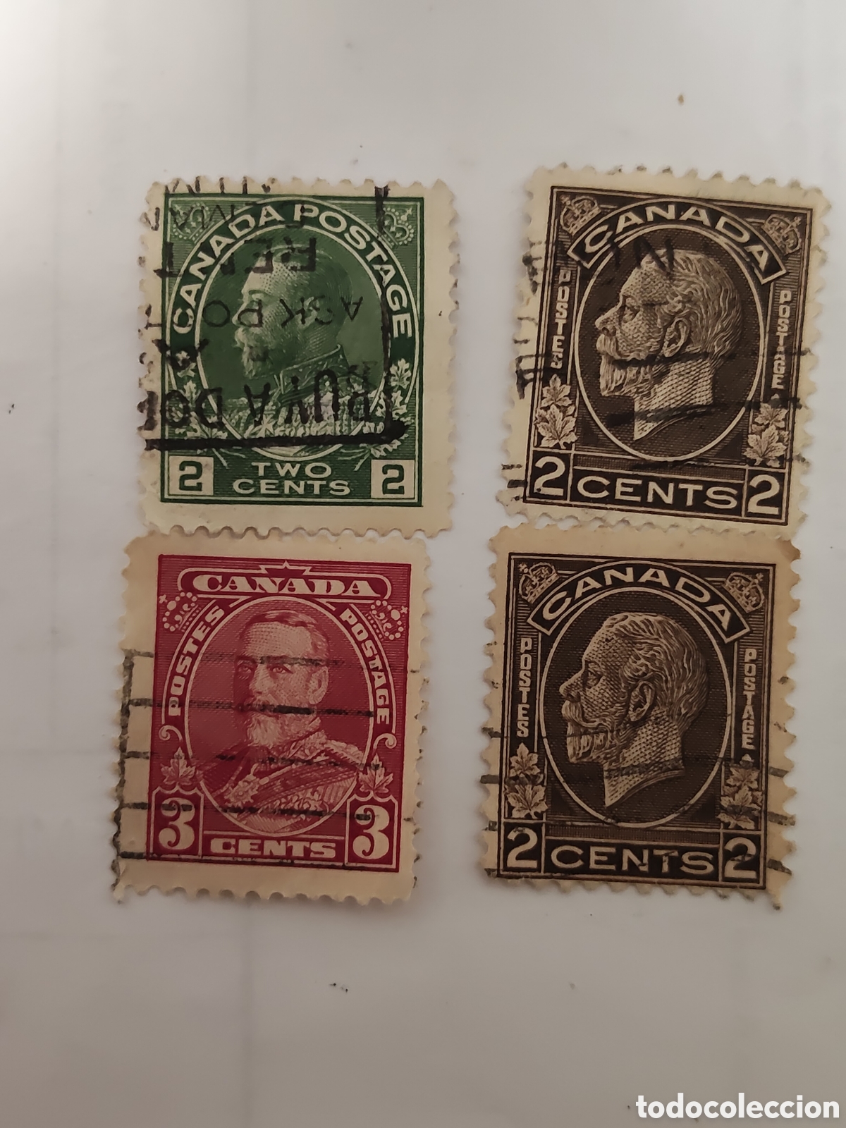 Sellos: 4 Sellos de Canad&aacute; Rey Jorge V 1922-35 usados