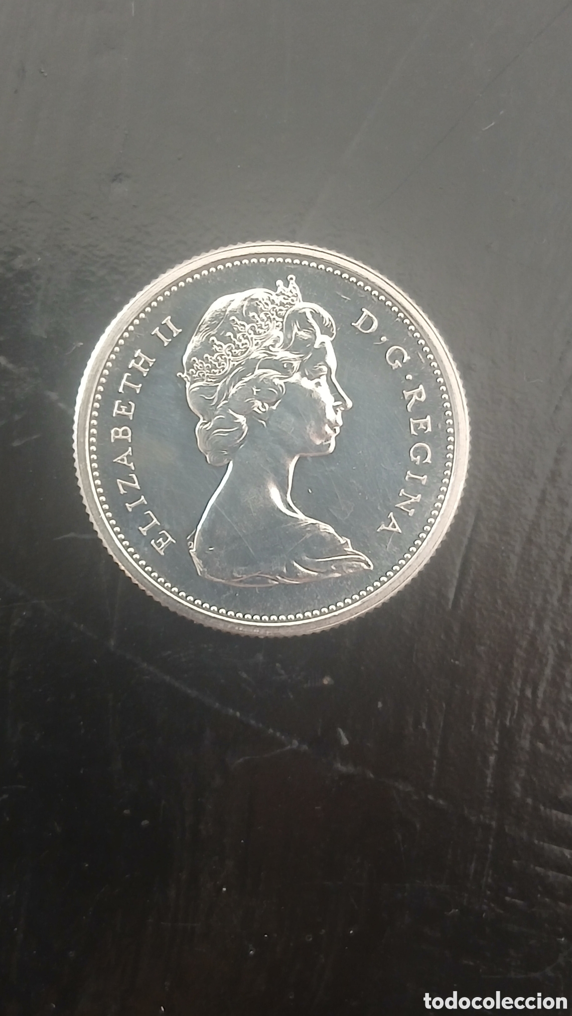 Sellos: Moneda de 25 c&eacute;ntimos de Canad&aacute;, a&ntilde;o 1965