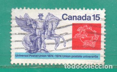 Sellos: 45 Canad&aacute; 1974 YT 549 Usado,Used,Usato -TT: UPU, Caballos Alados