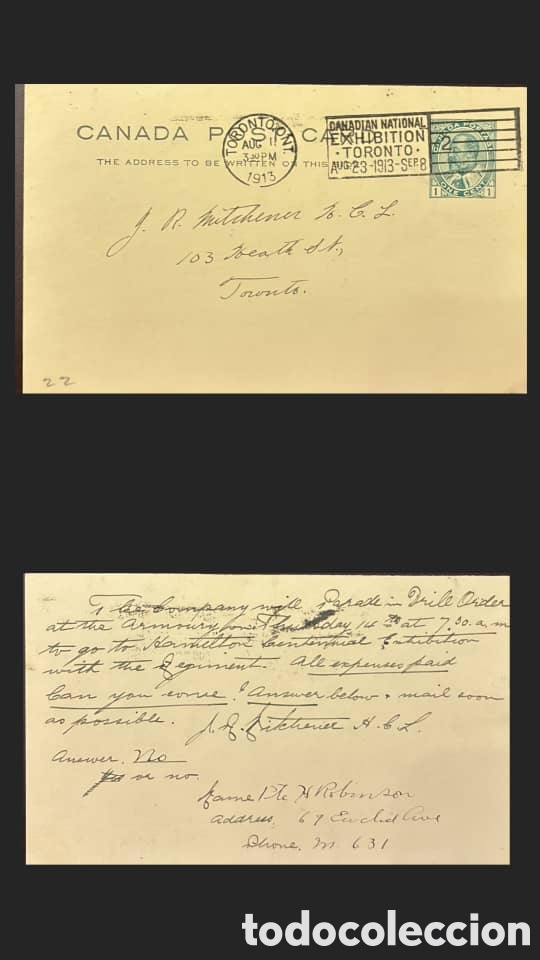 Sellos: CA)Canada, 1913, Canadian National Exhibition Postcard. Official postal card franked with stamp and
