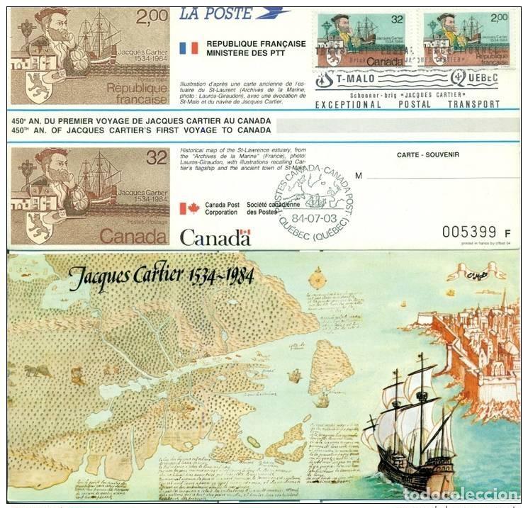 Sellos: 007 Exposici&oacute;n oficial de cartas Canad&aacute; 1984 Francia Emission Commune Boat Cartier