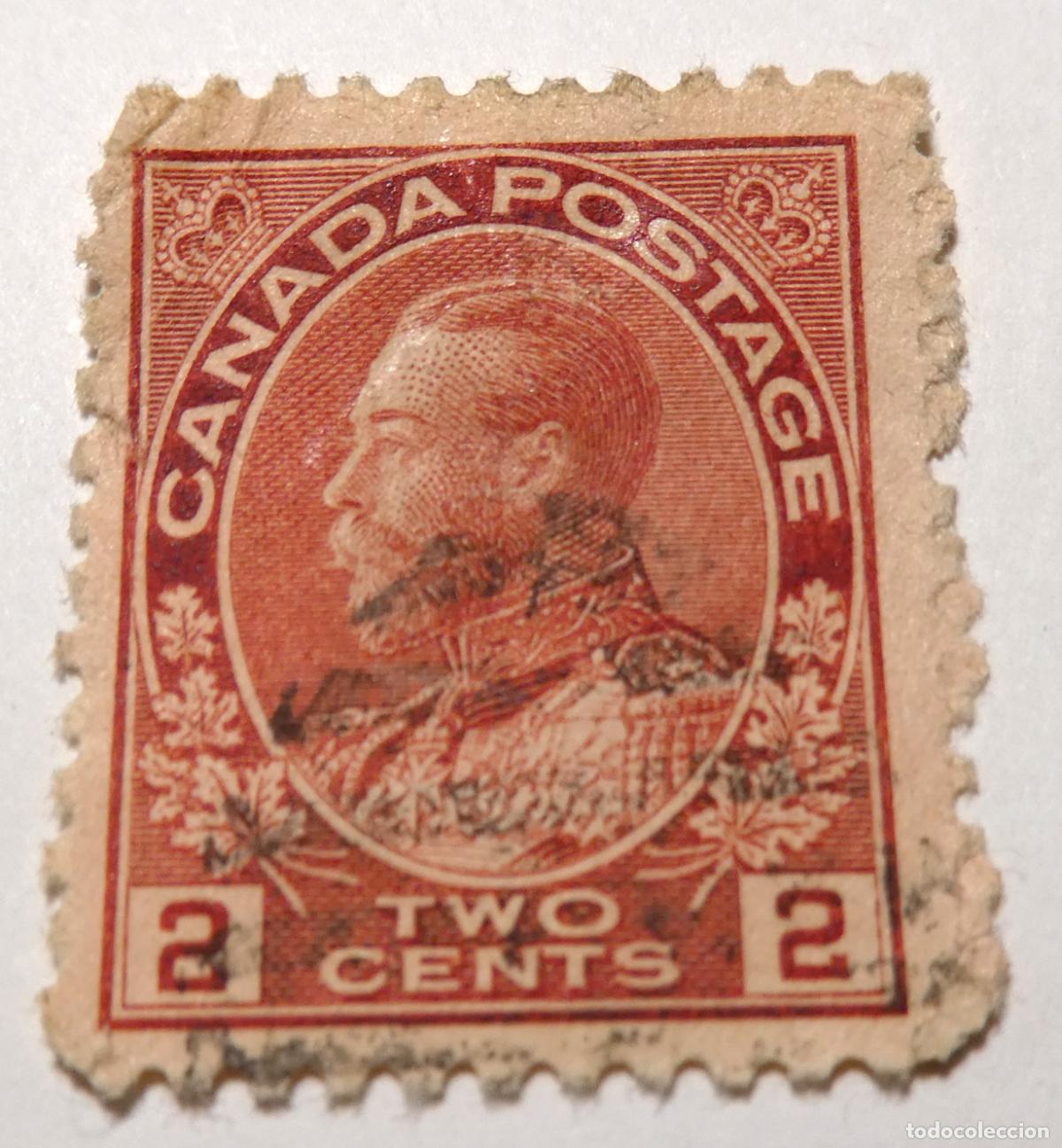 Sellos: Sello postal de Canada 2 centavos de 1911 ,rey Jorge V serie Admiral Issue