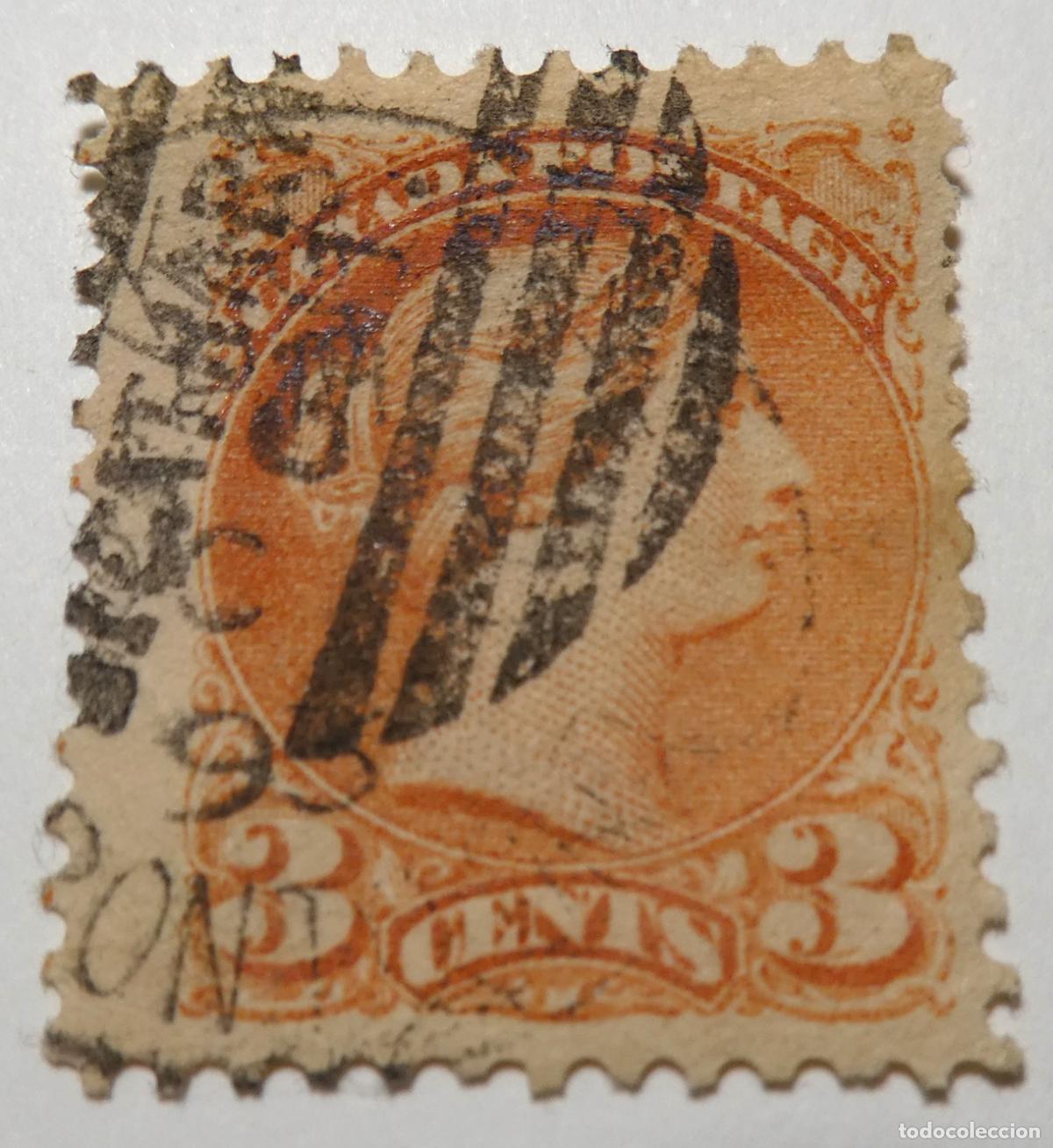 Sellos: Sello postal de Canada 3 centavos de 1873 ,de la Reina Victoria serie Small Queen