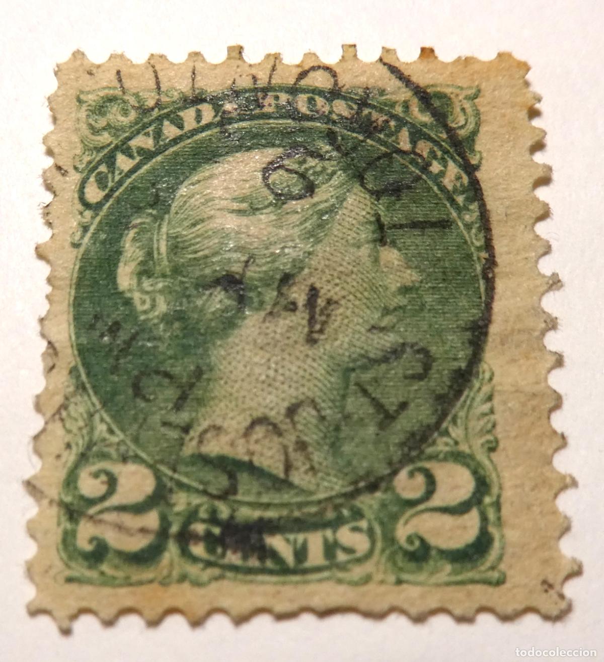 Sellos: Sello postal de Canada 2 centavos de 1868 ,de la Reina Victoria serie Large Queen