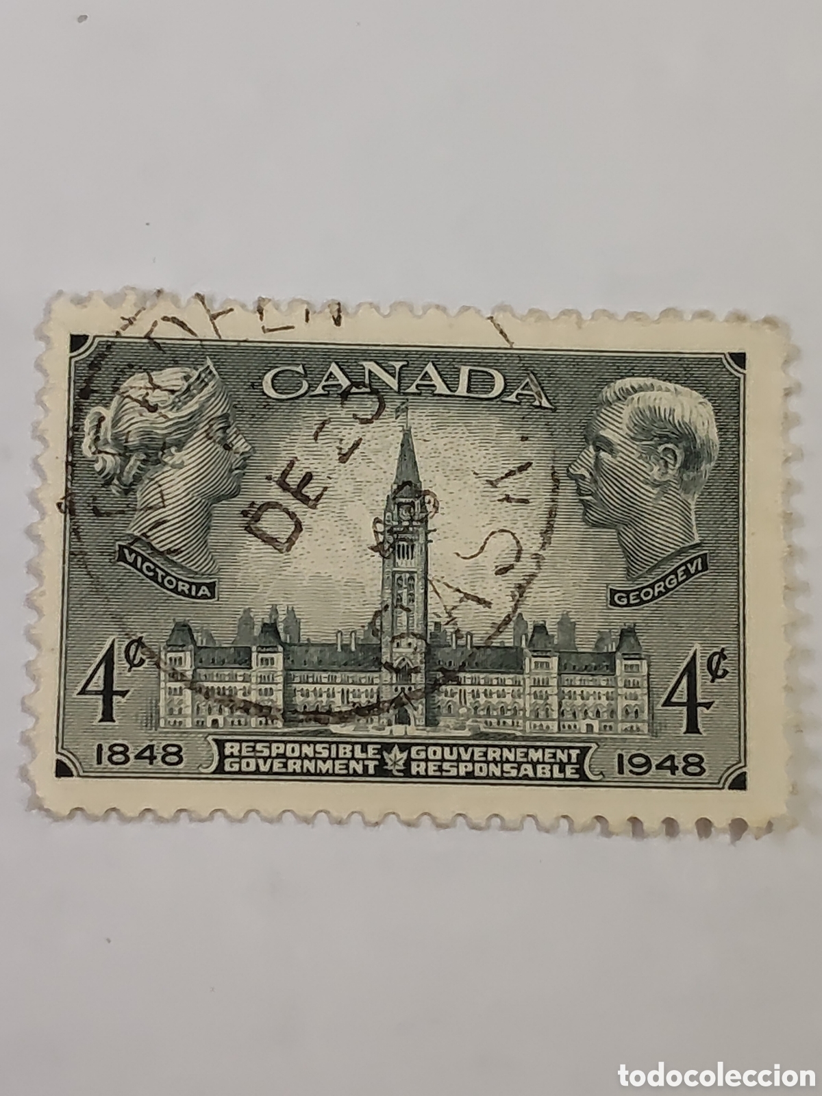 Sellos: Sello de Canad&aacute; Centenario del Autogobierno 1948 usado