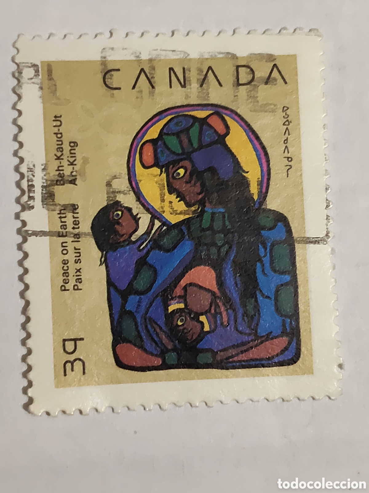 Sellos: Sello de Canad&aacute; pintura Natividad indigina de Norval Morrisseau 1973
