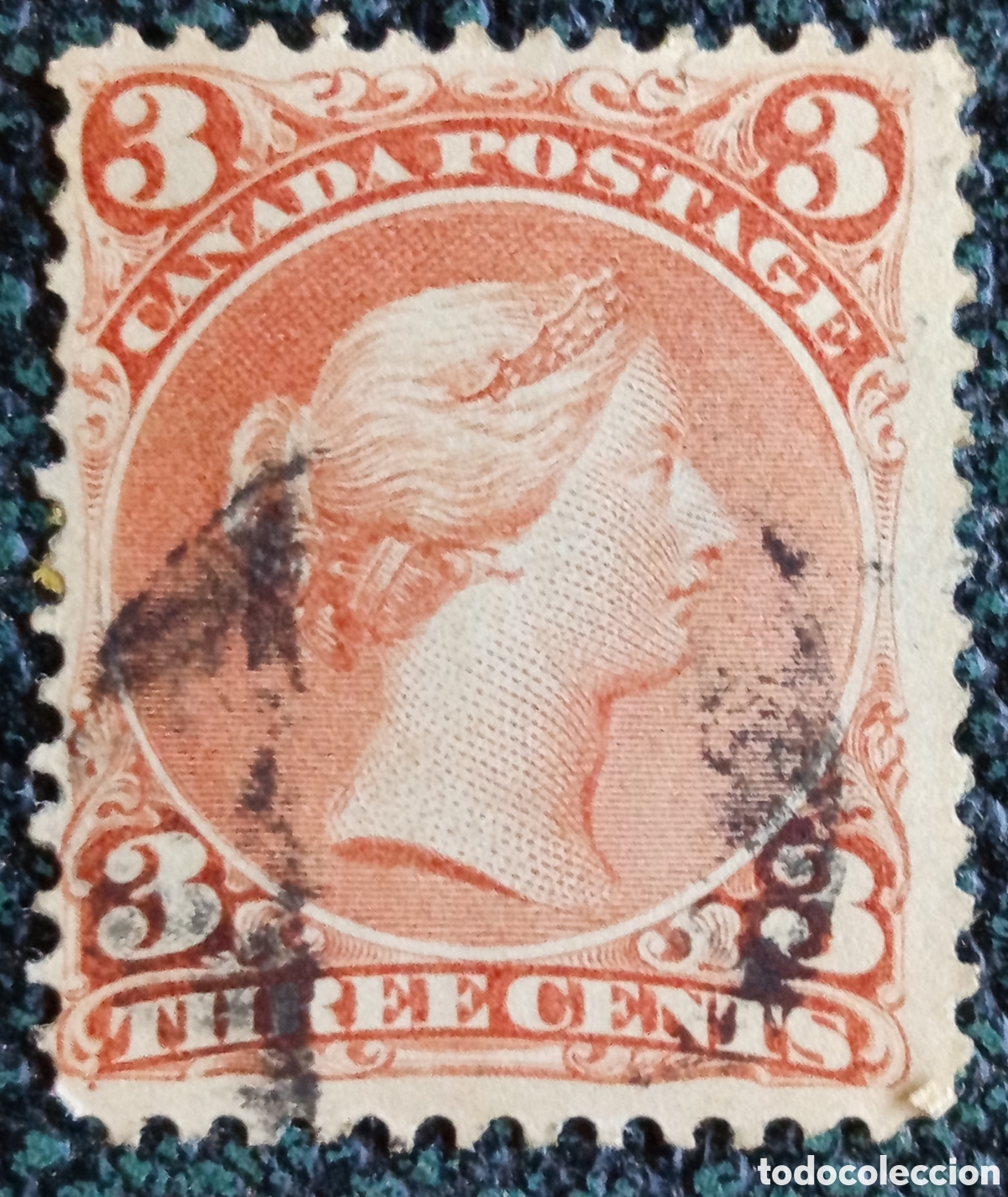 Sellos: Sello Canad&aacute; 1868 - 3 Cents Reina Victoria (Large Queens) Usado