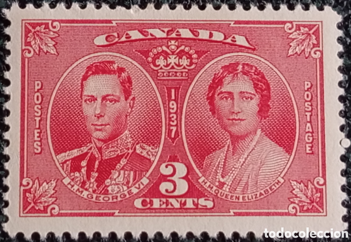 Sellos: Sello Canad&aacute; 1937 - 3 Cents Coronaci&oacute;n Rey Jorge VI y Reina Isabel Nuevo MH