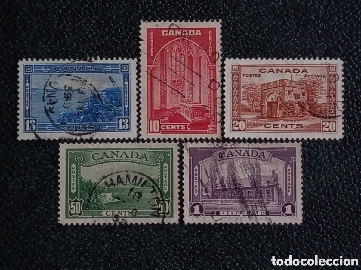 Sellos: Lote 5 Sellos Canad&aacute; 1930-1935 Usados Scott #175-#177 #225 #226