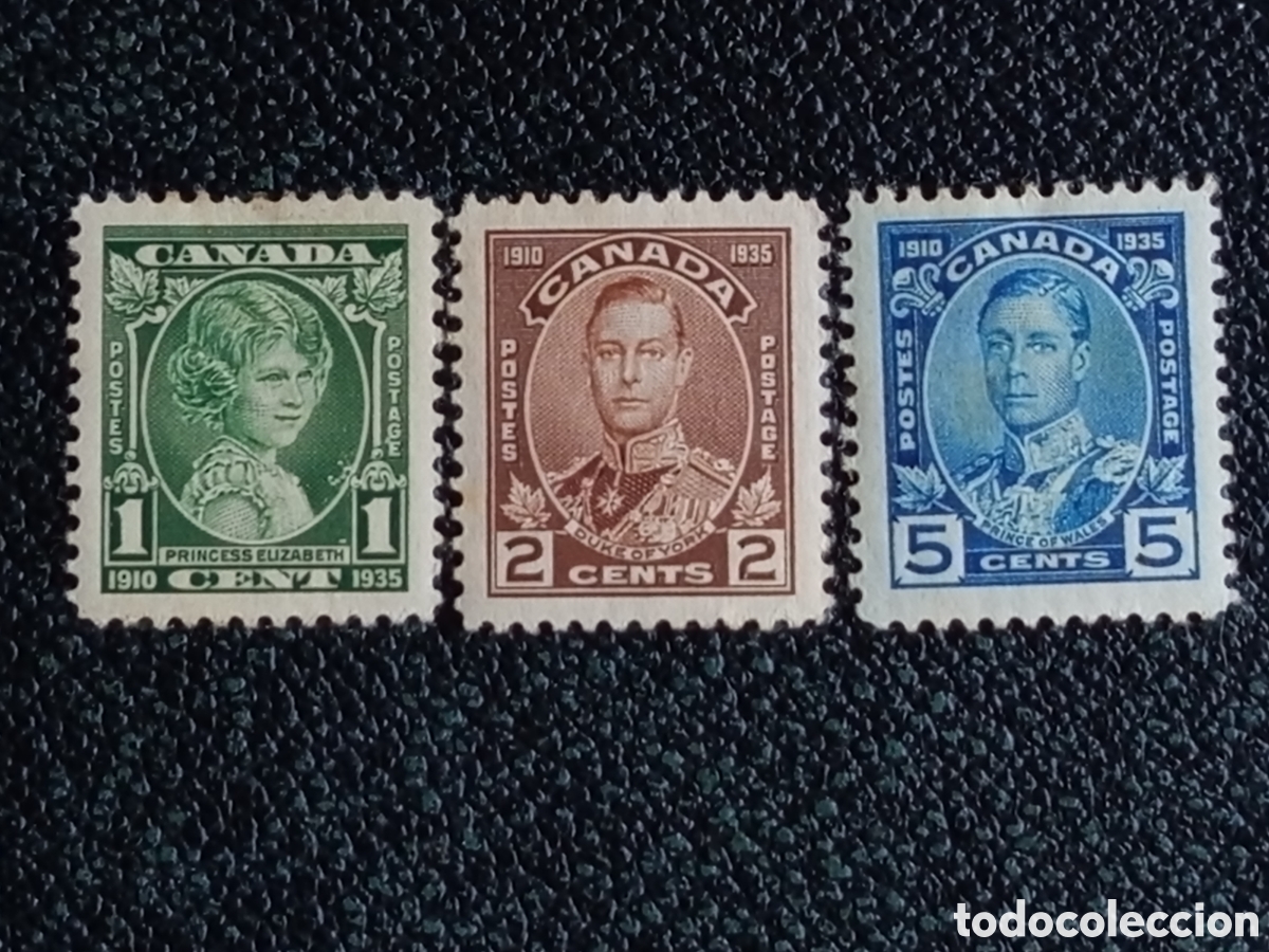 Sellos: Lote 3 Sellos Canad&aacute; 1935 Jubileo de Plata MH Scott #211 #213 #214