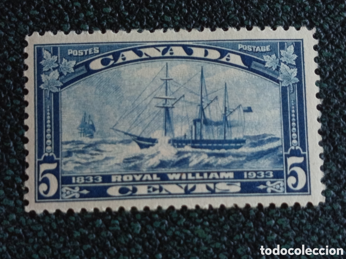 Sellos: Sello Canad&aacute; 1933 - 5 Cents Vapor Royal William Nuevo MH Scott #204