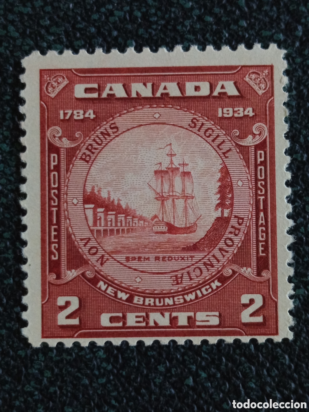 Sellos: Sello Canad&aacute; 1934 - 2 Cents Centenario New Brunswick Nuevo MH Scott #210