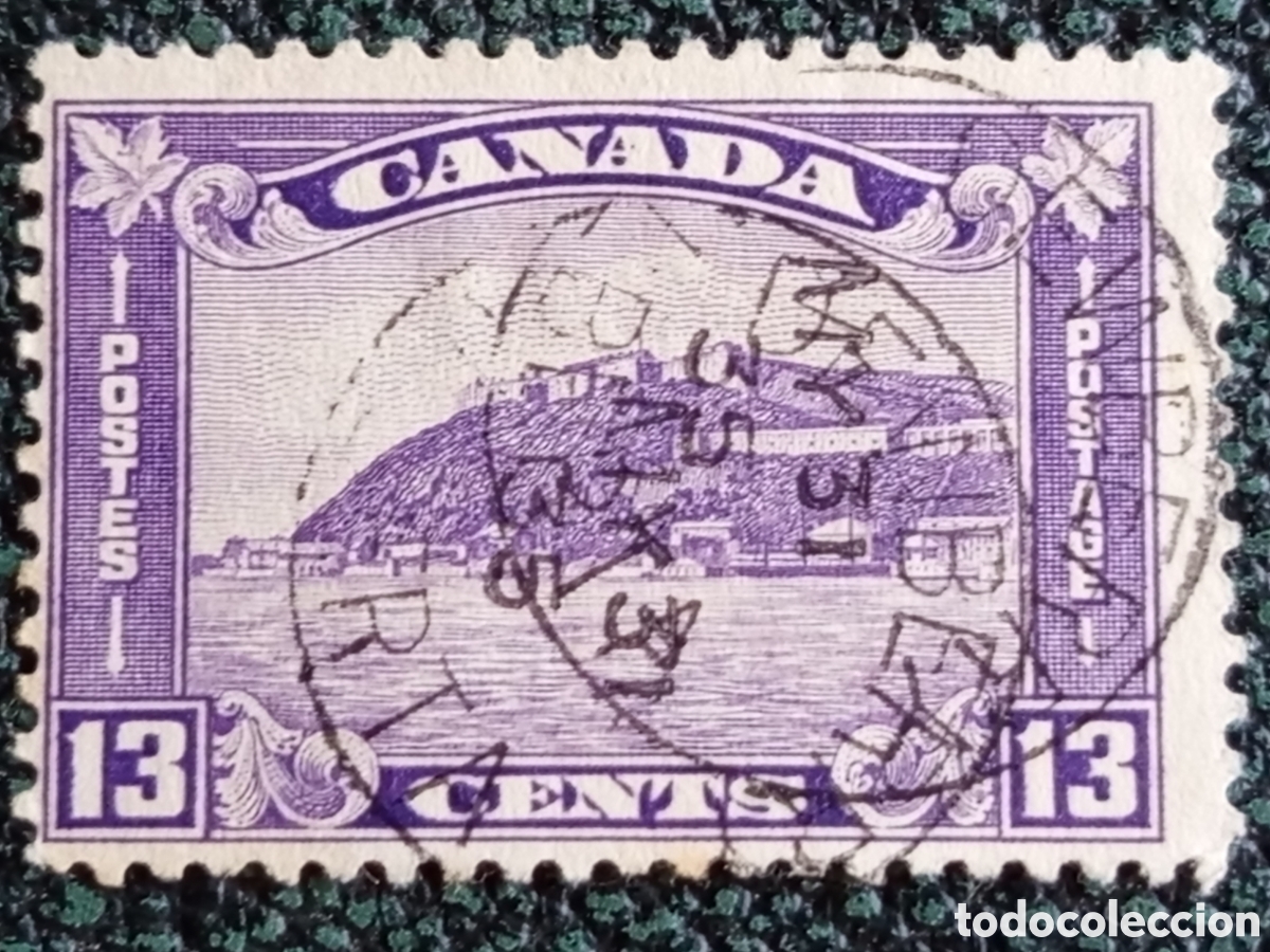 Sellos: Sello Canad&aacute; 1935 - 13 Cents Ciudad de Qu&eacute;bec Usado Scott #201