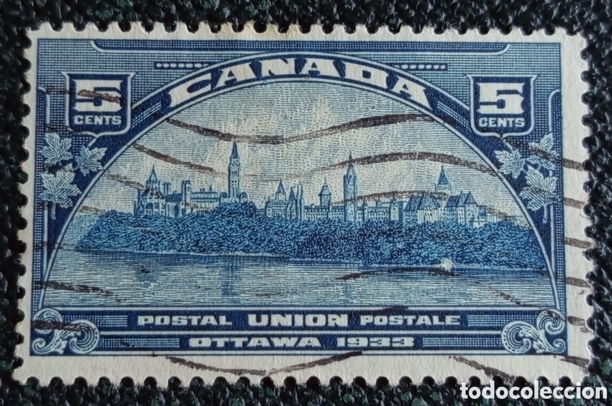 Sellos: Sello Canad&aacute; 1933 - 5 Cents Conferencia Uni&oacute;n Postal Ottawa Usado Scott #202