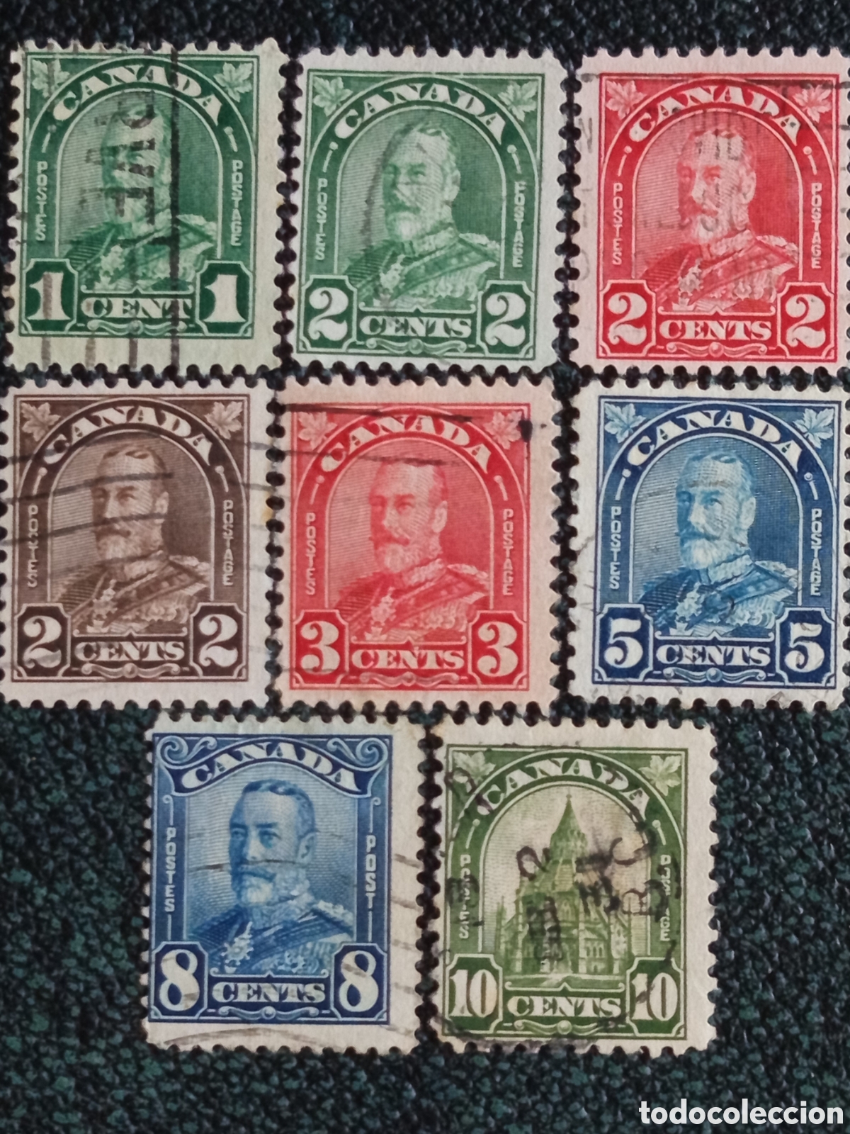 Sellos: Canad&aacute; 1930-1932 Definitivos Rey Jorge V Usados Scott #162-#169