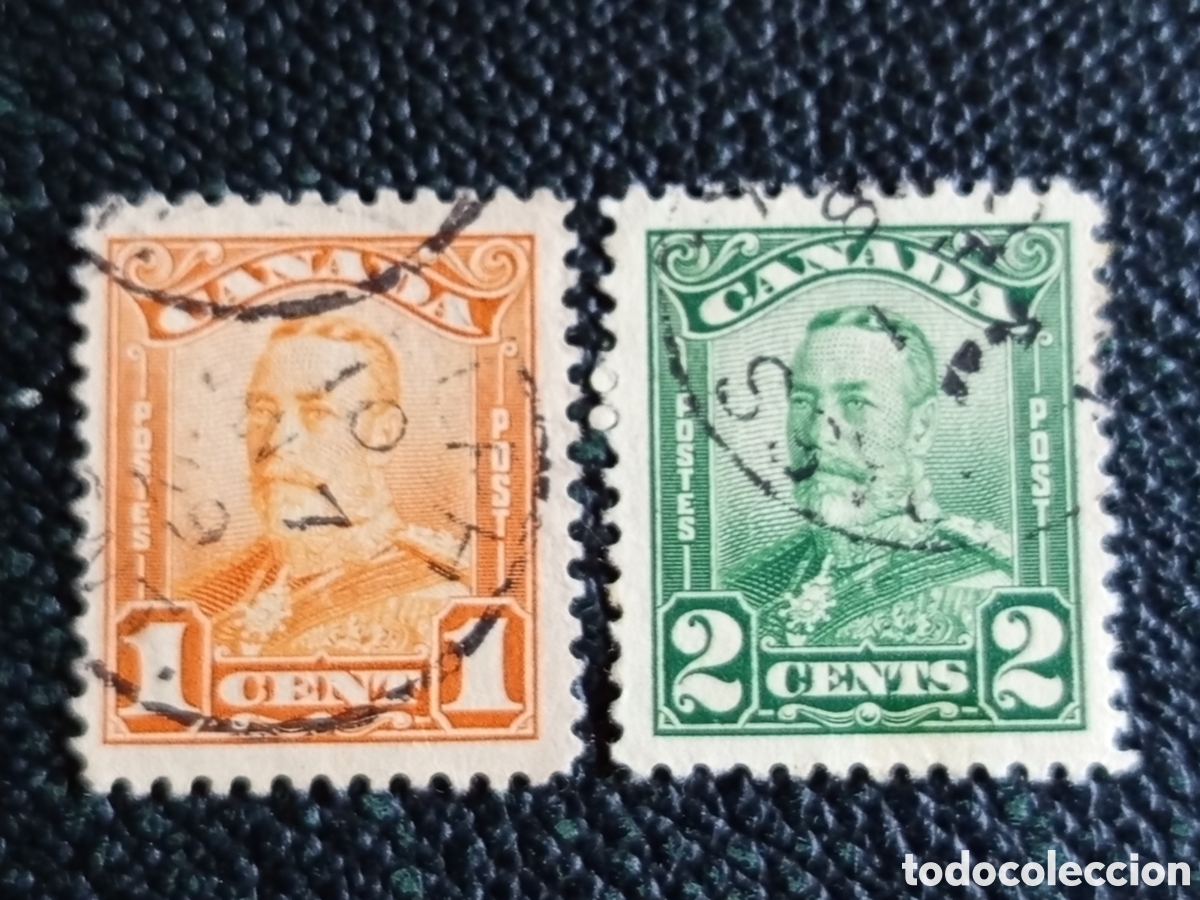 Sellos: 1c Naranja y 2c Verde Rey Jorge V Usados Scott #162 #163