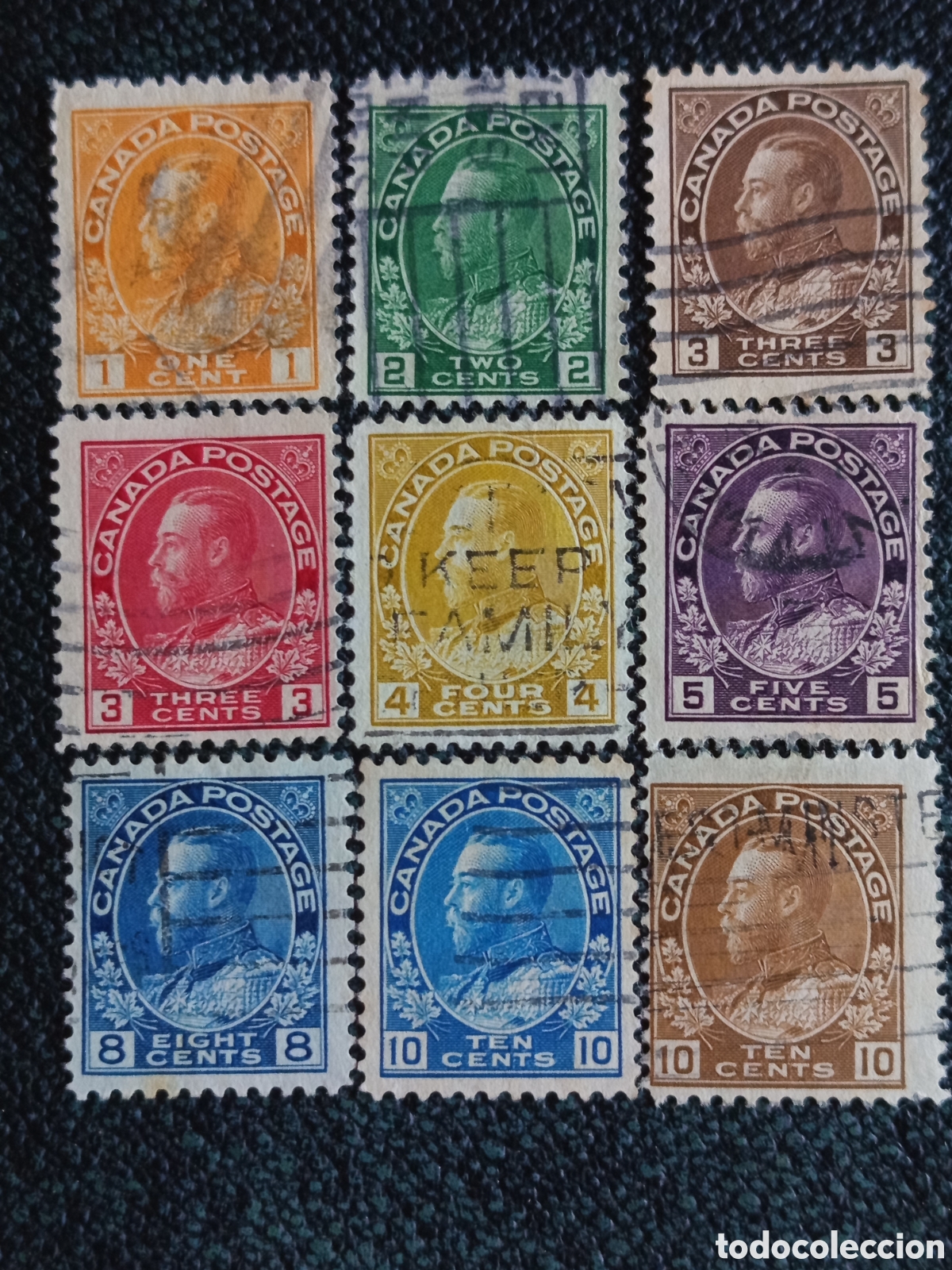 Sellos: Lote 9 Sellos Canad&aacute; 1930-1935 Definitivos Rey Jorge V Usados Scott #162-#173
