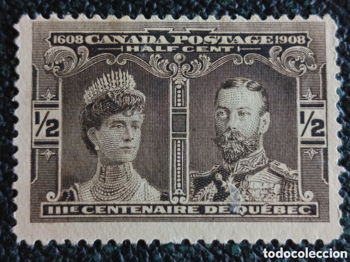 Sellos: Sello Canad&aacute; 1908 - 1/2 Cent Tercentenario de Qu&eacute;bec (Pr&iacute;ncipe y Princesa de Gales) Nuevo MH Scott #