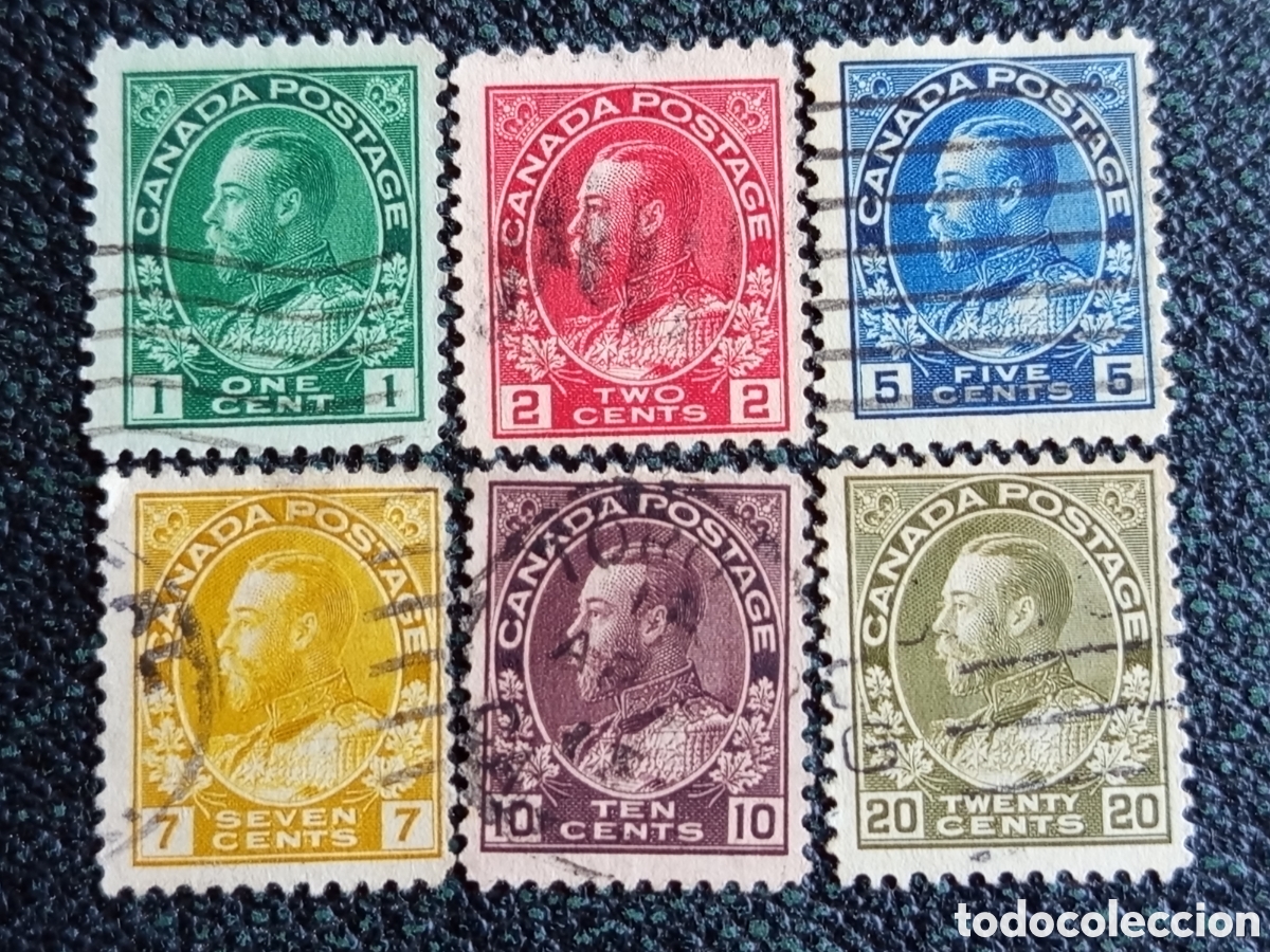 Sellos: Lote 6 Sellos Canad&aacute; 1911-1925 - Definitivos Rey Jorge V &rdquo;Admiral&rdquo; Usados Scott #104-#118