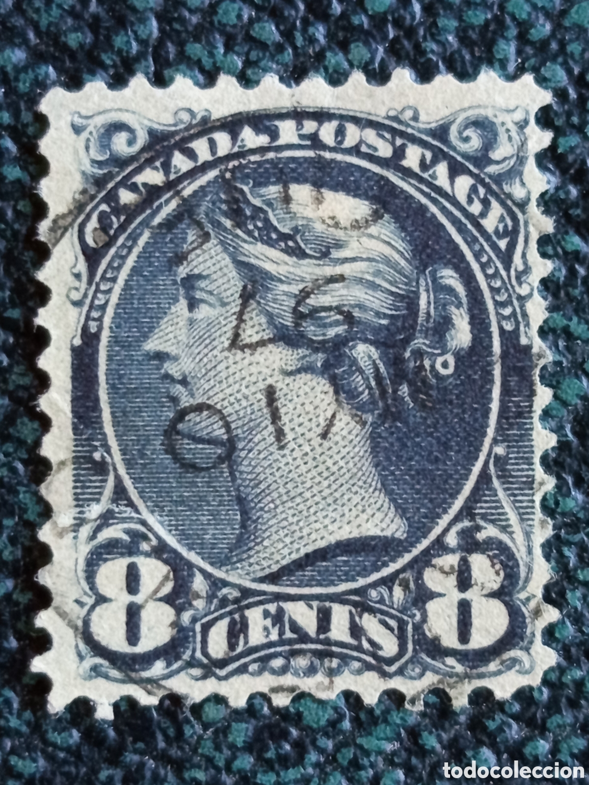 Sellos: Sello Canad&aacute; 1893-1897 - 8 Cents Violeta Oscuro Reina Victoria &rdquo;Small Queens&rdquo; Usado Scott #45