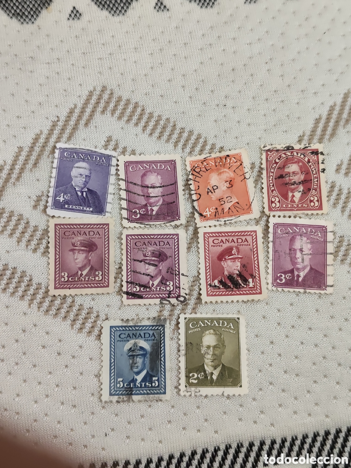 Sellos: 10 sellos de Canad&aacute; Rey Jorge Vl 1937-52 usados
